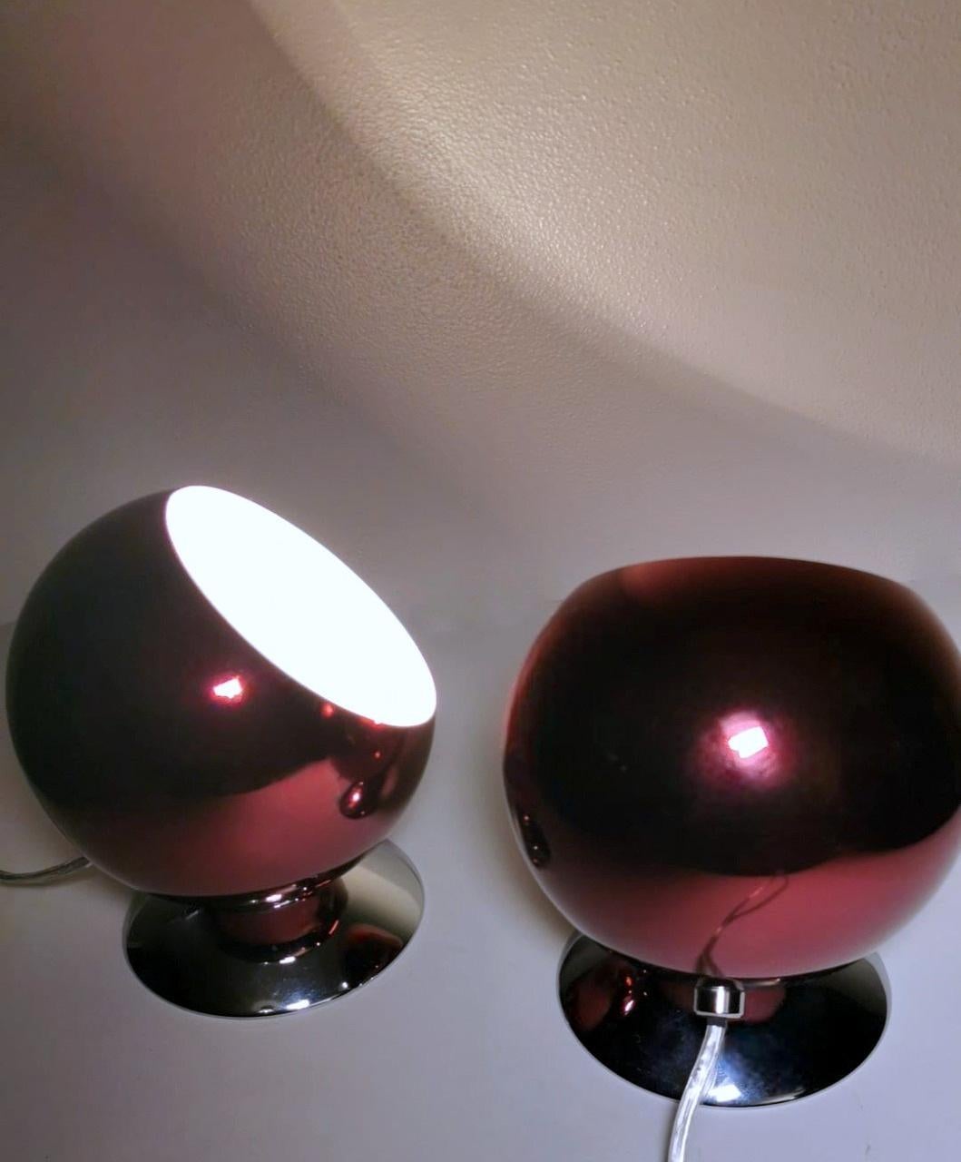 Space Age Design Eye Ball Gepo Pair of Dutch Colored Aluminum Abat-Jour For Sale 6