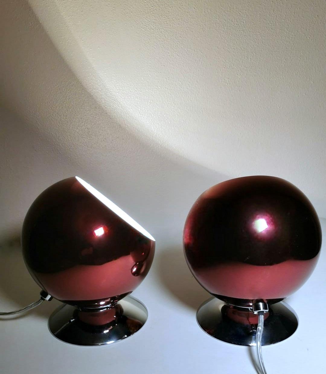 Space Age Design Eye Ball Gepo Pair of Dutch Colored Aluminum Abat-Jour For Sale 7