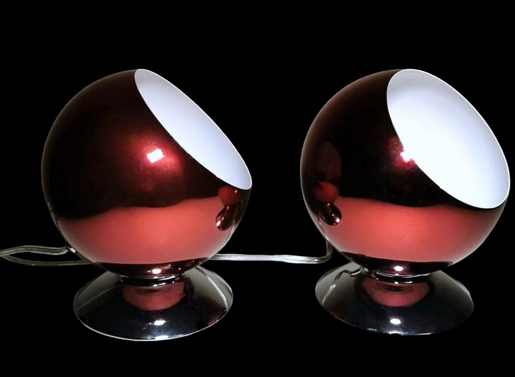 Painted Space Age Design Eye Ball Gepo Pair of Dutch Colored Aluminum Abat-Jour For Sale