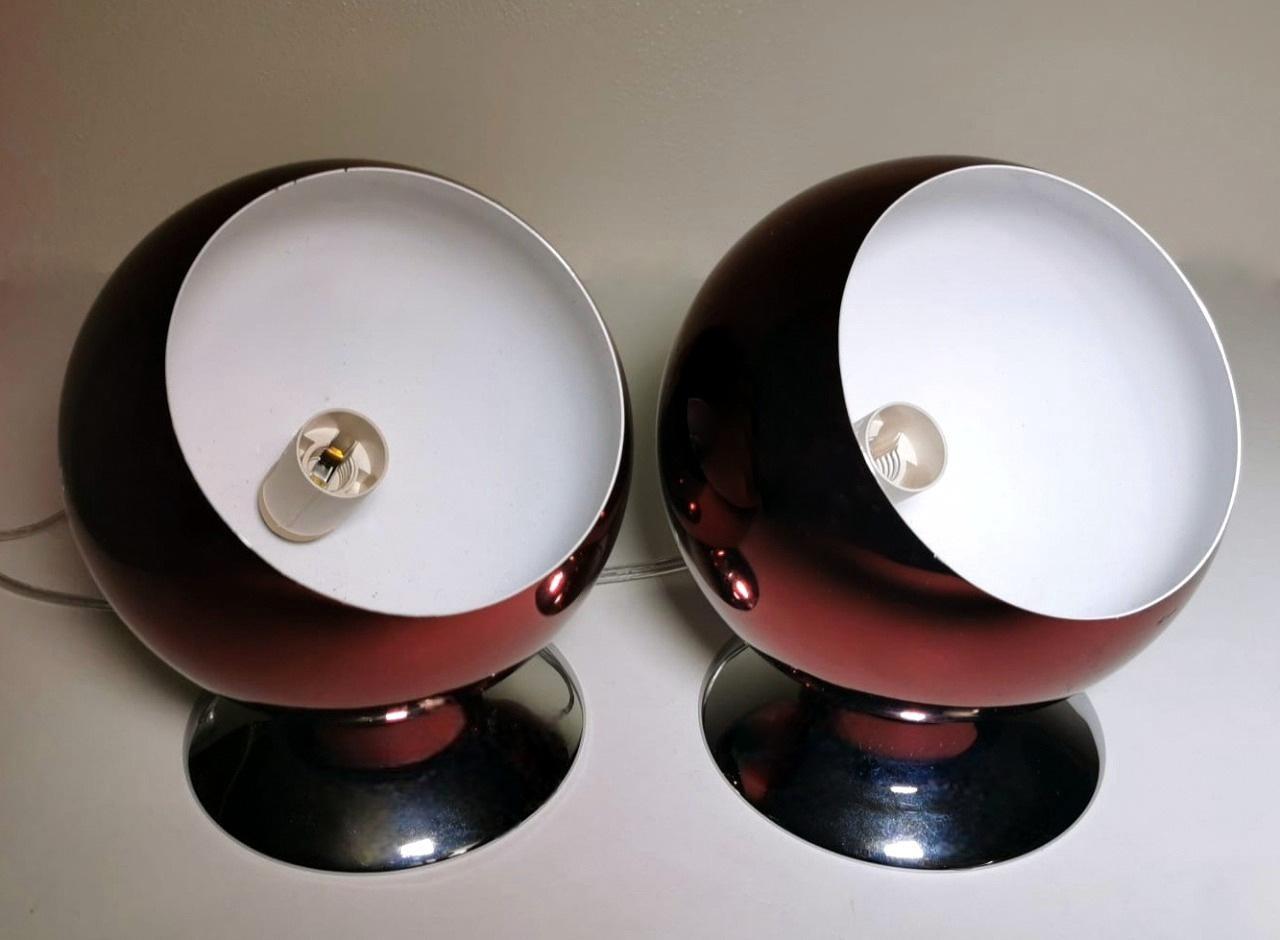 Space Age Design Eye Ball Gepo Pair of Dutch Colored Aluminum Abat-Jour In Good Condition For Sale In Prato, Tuscany