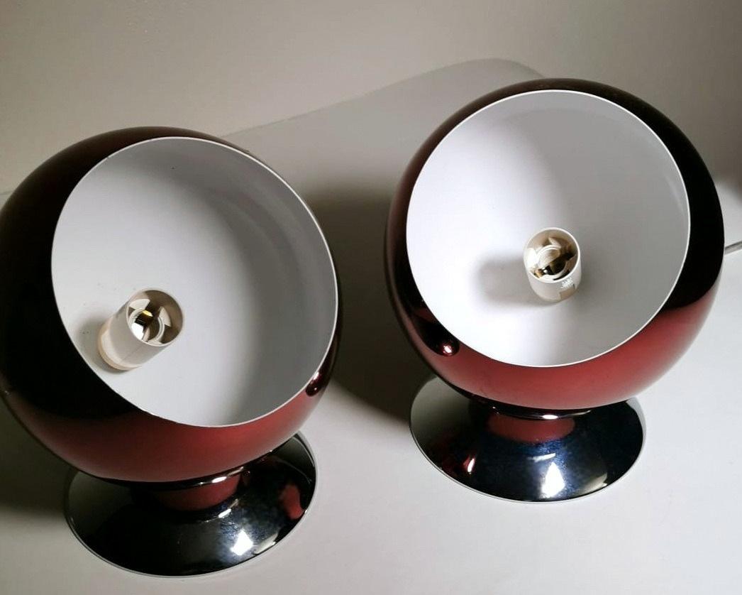 Space Age Design Eye Ball Gepo, Paar niederländische farbige Abat-Jour-Leuchten aus Aluminium (20. Jahrhundert) im Angebot