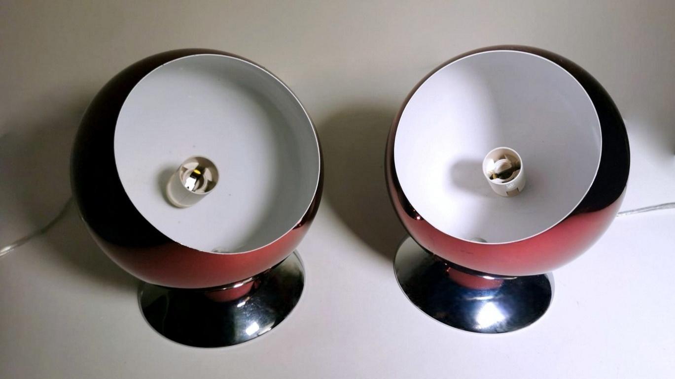 Space Age Design Eye Ball Gepo Pair of Dutch Colored Aluminum Abat-Jour For Sale 2