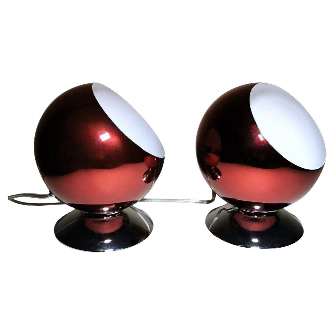 Space Age Design Eye Ball Gepo Pair of Dutch Colored Aluminum Abat-Jour For Sale