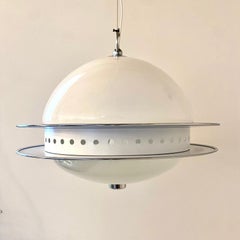 Space Age Design Pendant in Glass and Metal, Attributed Tobia Scarpa, for Flos