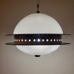 Space Age Design Pendant in Glass and Metal, Attributed Tobia Scarpa, for Flos