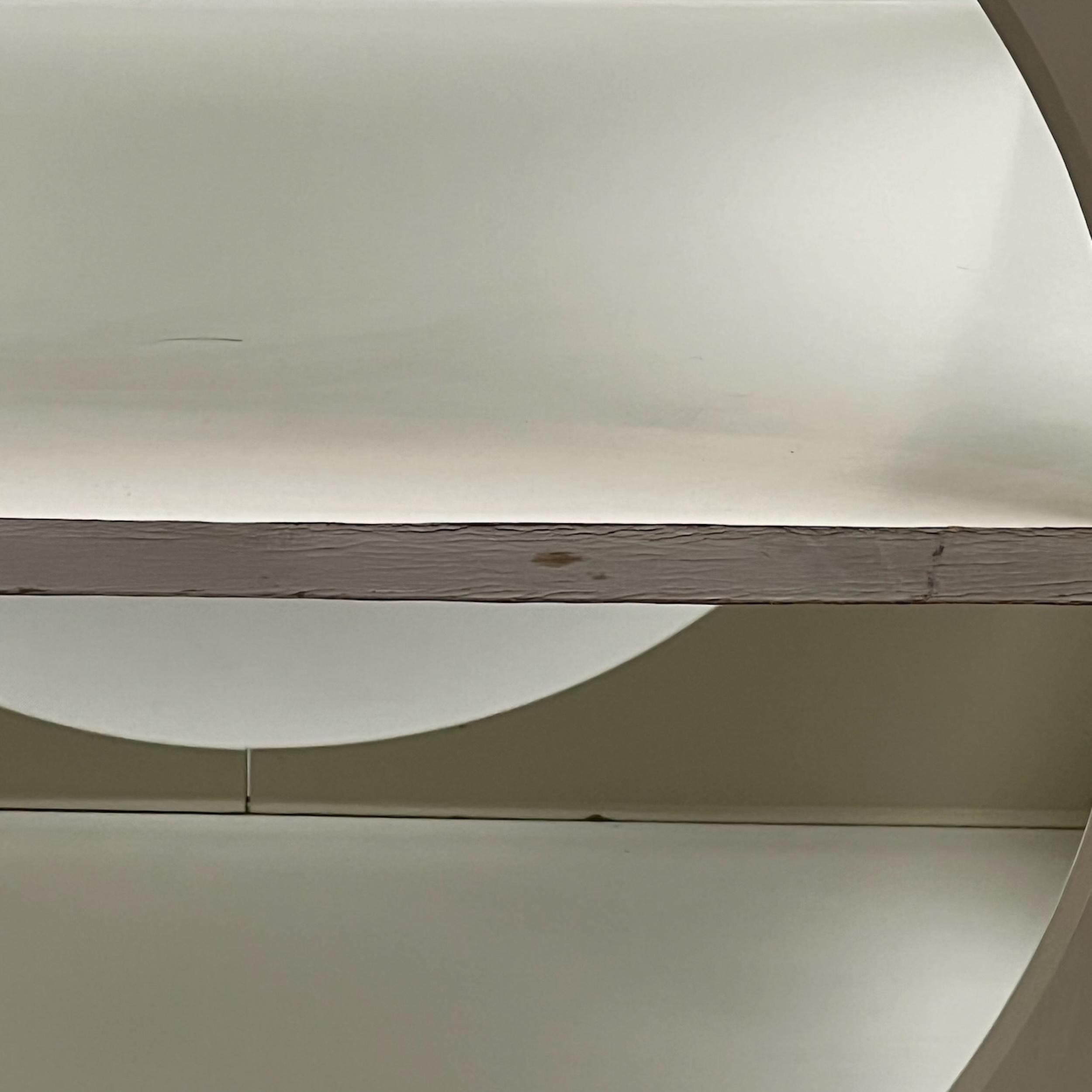 German Space Age Design Table in Glossy Plastic and Wood with Rounded Cutouts, 1970s For Sale