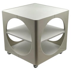Tavolo Design AGE in plastica lucida e Wood con ritagli arrotondati, anni '70