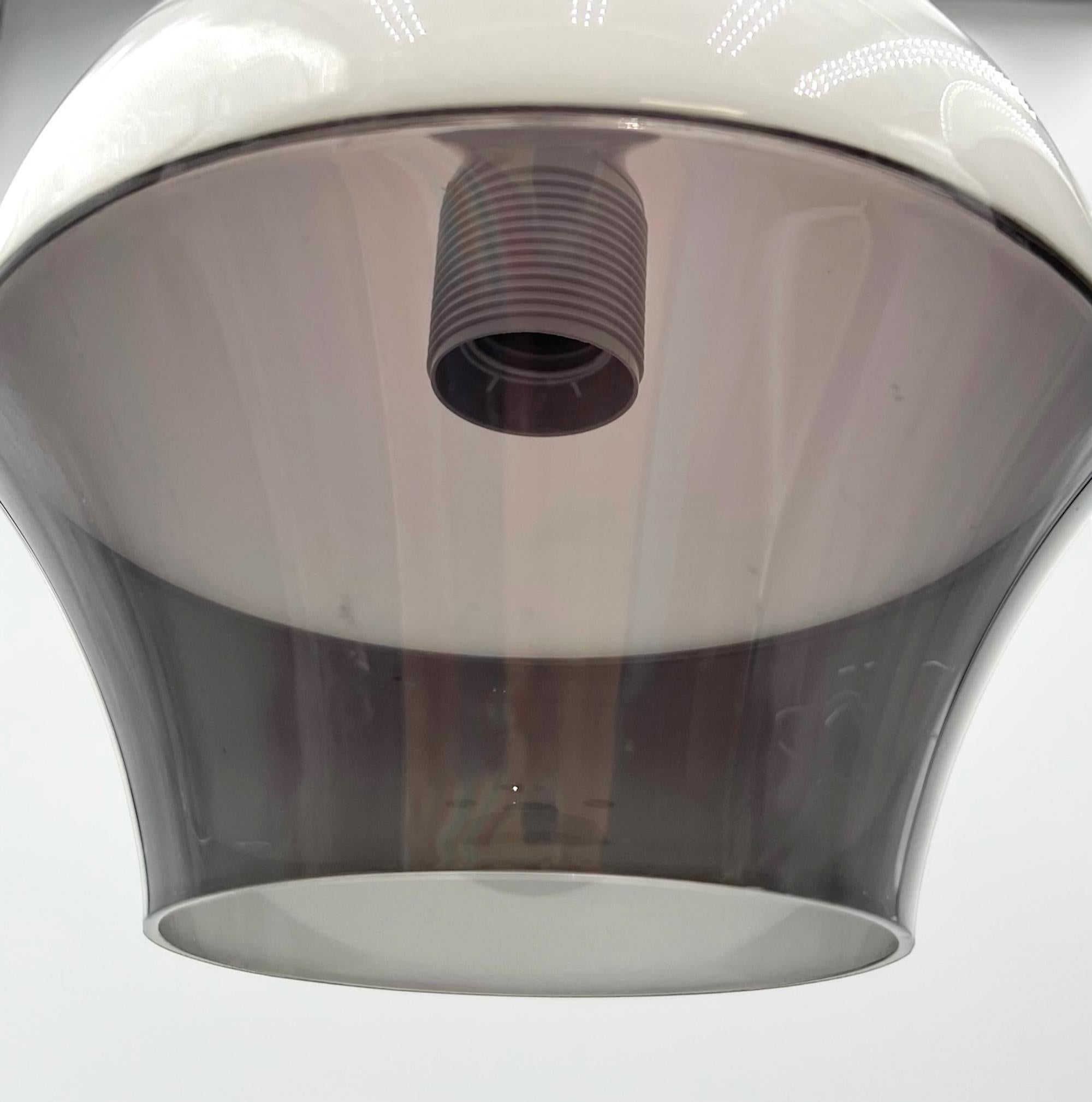 Italian Space Age Design UFO Pendant Lamp - Vintage Dual-Color Acrylic Pendant 1970s For Sale