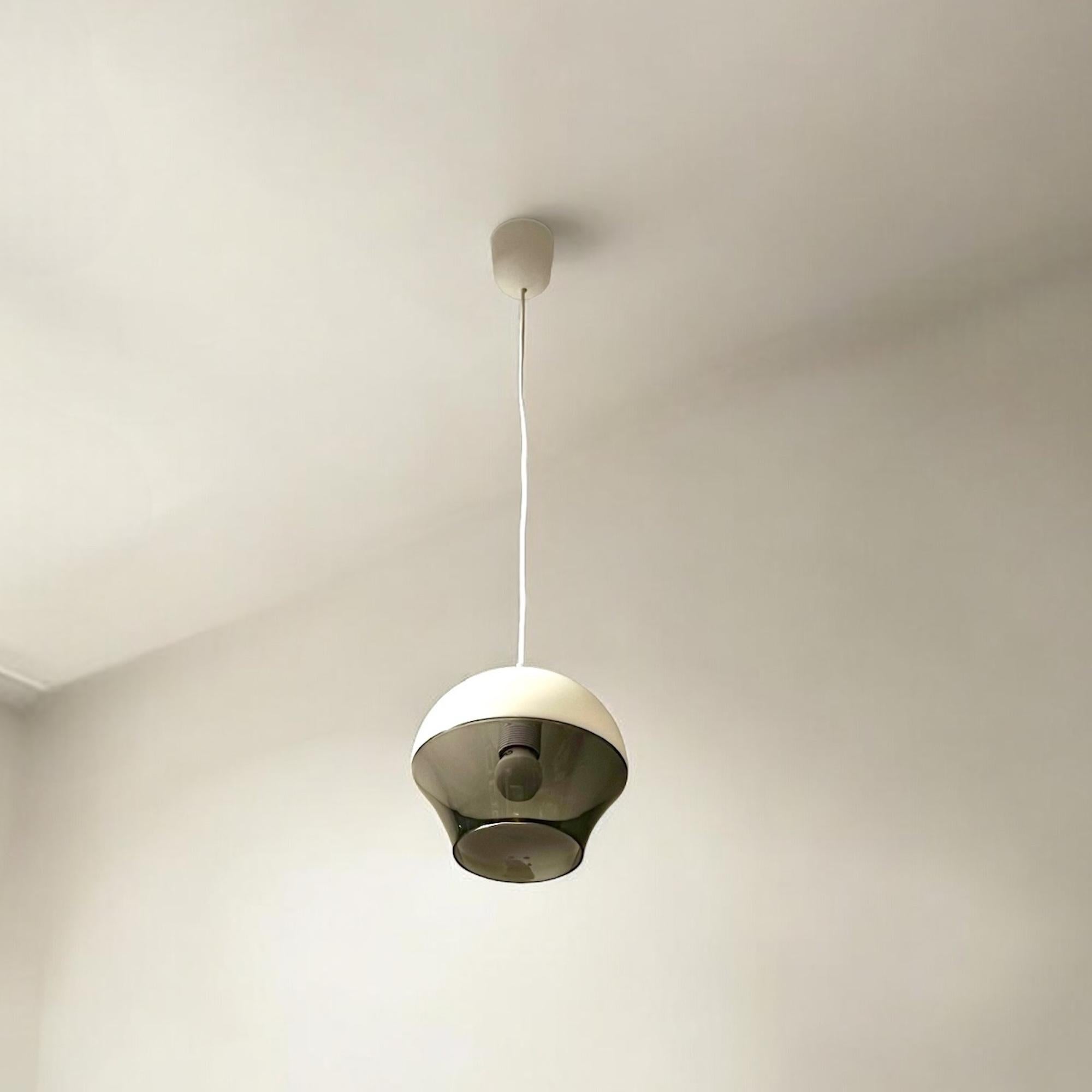 Plastic Space Age Design UFO Pendant Lamp - Vintage Dual-Color Acrylic Pendant 1970s For Sale