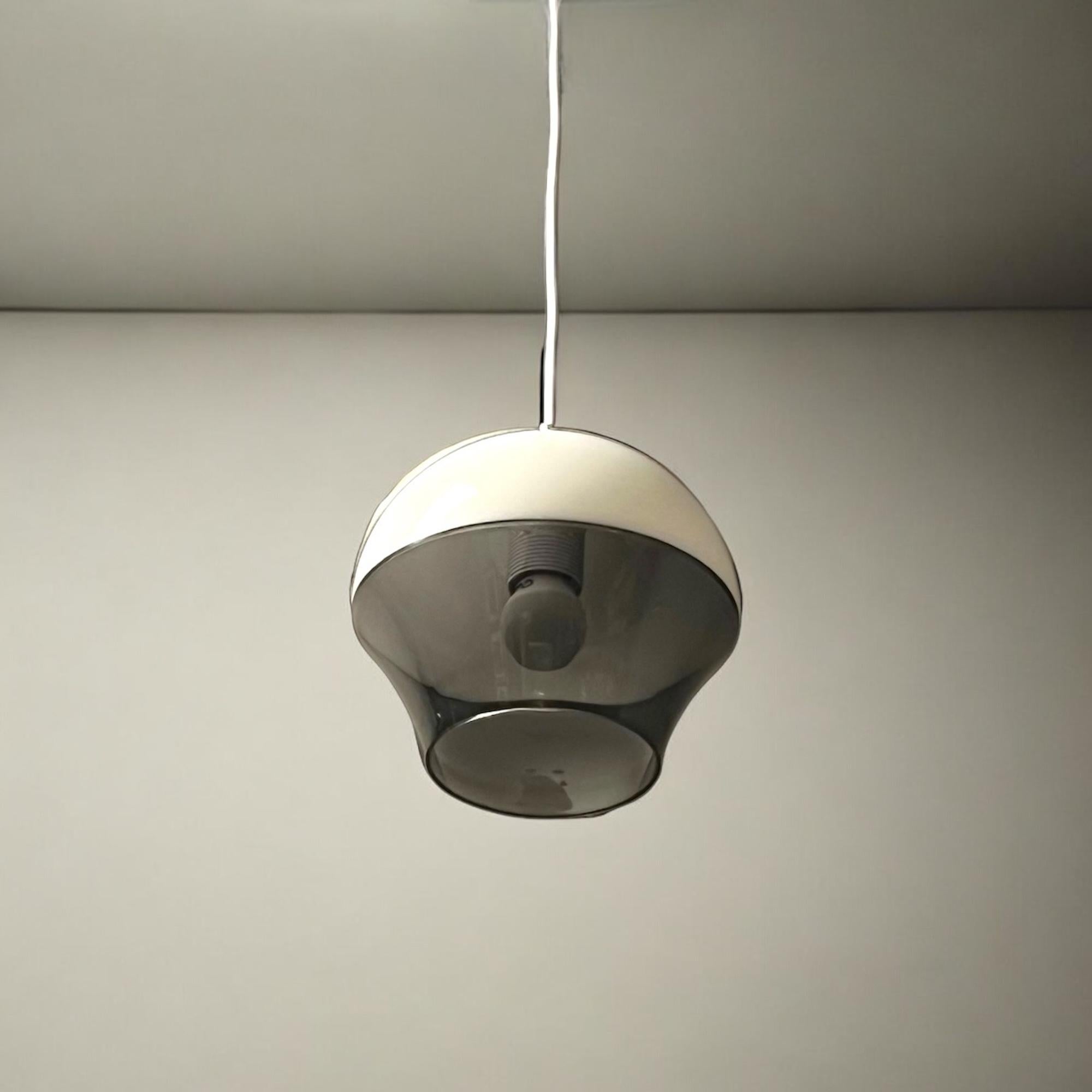 Space Age Design UFO Pendant Lamp - Vintage Dual-Color Acrylic Pendant 1970s For Sale 1