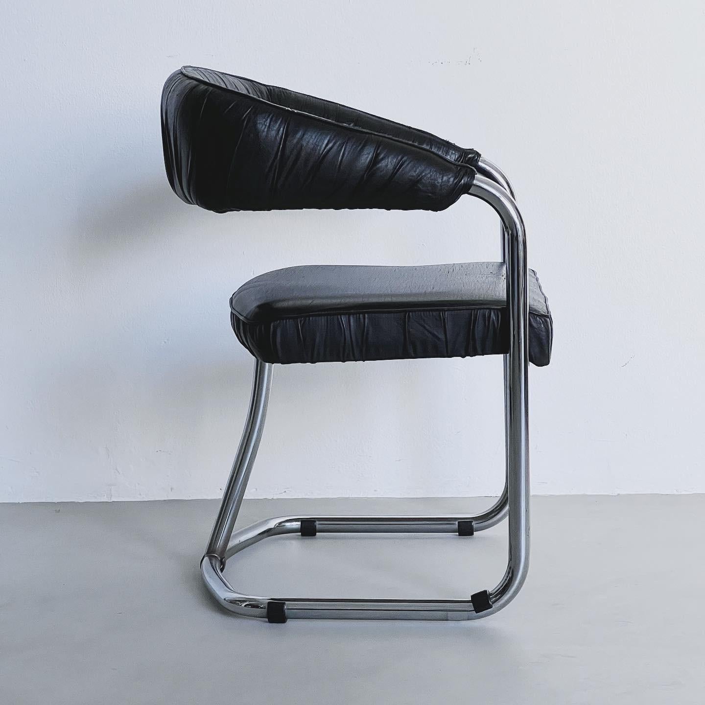 Italian Chromed Arm Chairs, 1970s Style