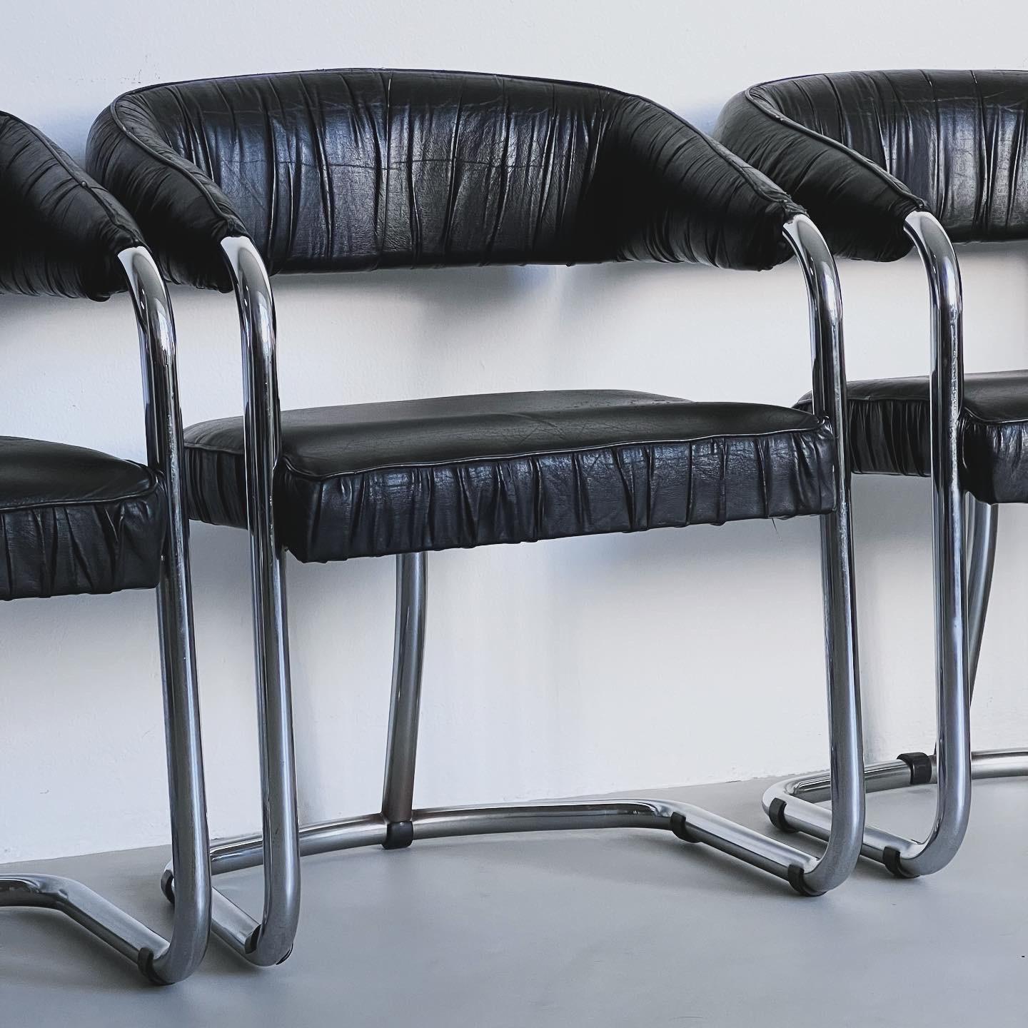 Chromed Arm Chairs, 1970s Style 1