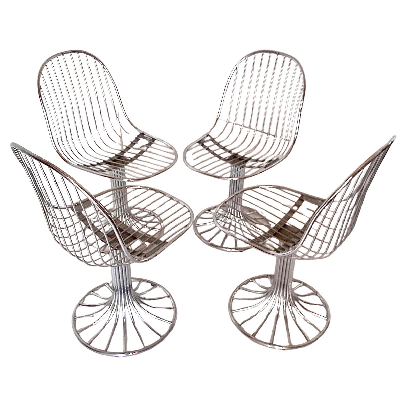 Space Age Dining Sillas Margot, Gastone Rinaldi para RIMA, Italia 1968 Acero inoxidable en venta