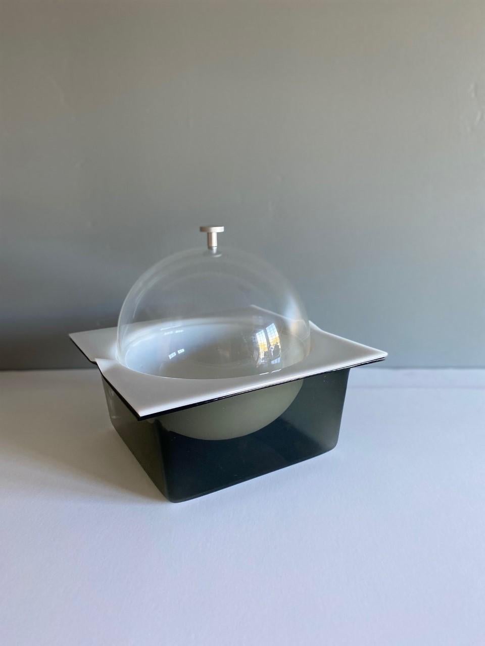 American Space Age Dome Lid Smoke Lucite Ice Bucket For Sale