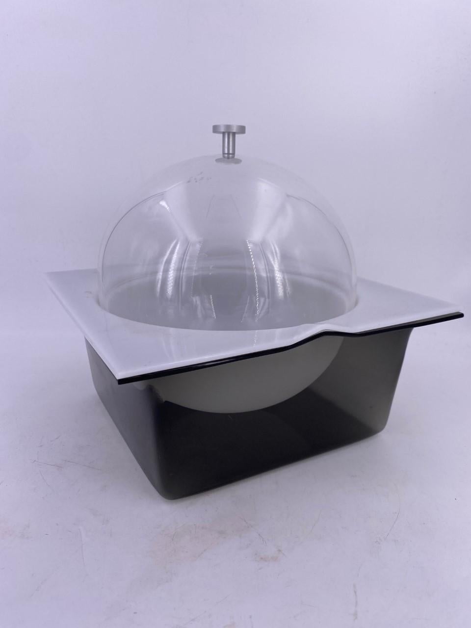 Space Age Dome Lid Smoke Lucite Ice Bucket In Good Condition For Sale In San Diego, CA