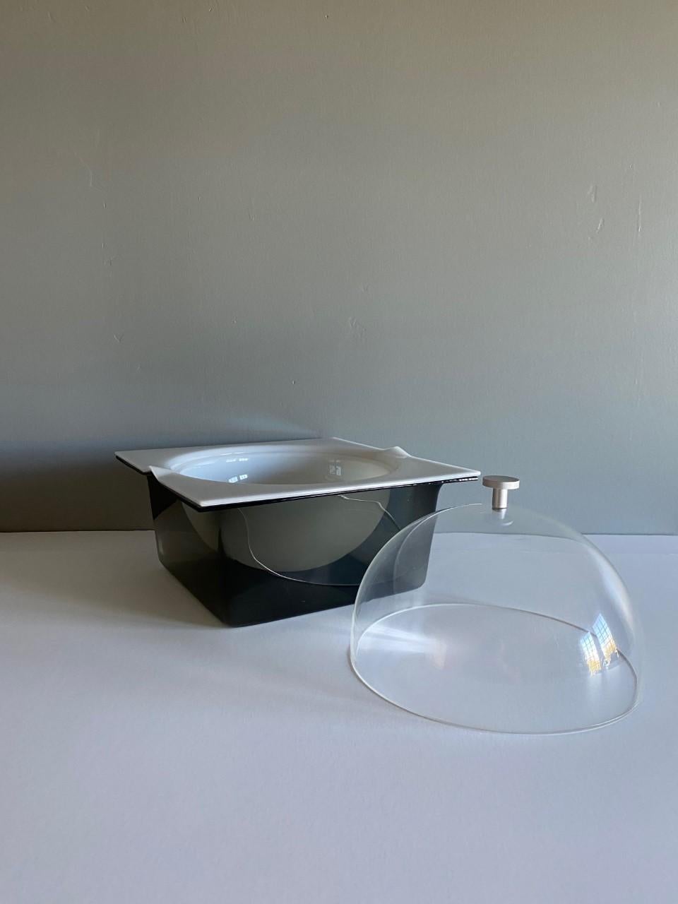 Space Age Dome Lid Smoke Lucite Ice Bucket For Sale 1