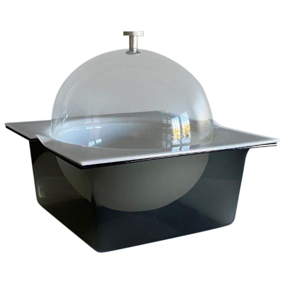 Cubitera de Lucite Ahumada con Tapa de Cúpula de la Era Espacial