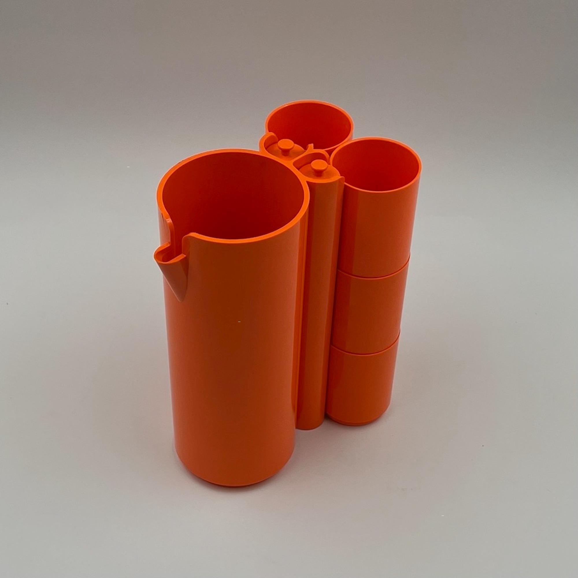 Late 20th Century Space Age Drinking Set Orangeade by Jean Pierre Vitrac, 1970s, Set of 9 For Sale