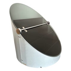 Carrello bar a secco A Space Age Acciaio e vetro, Italia, anni '70