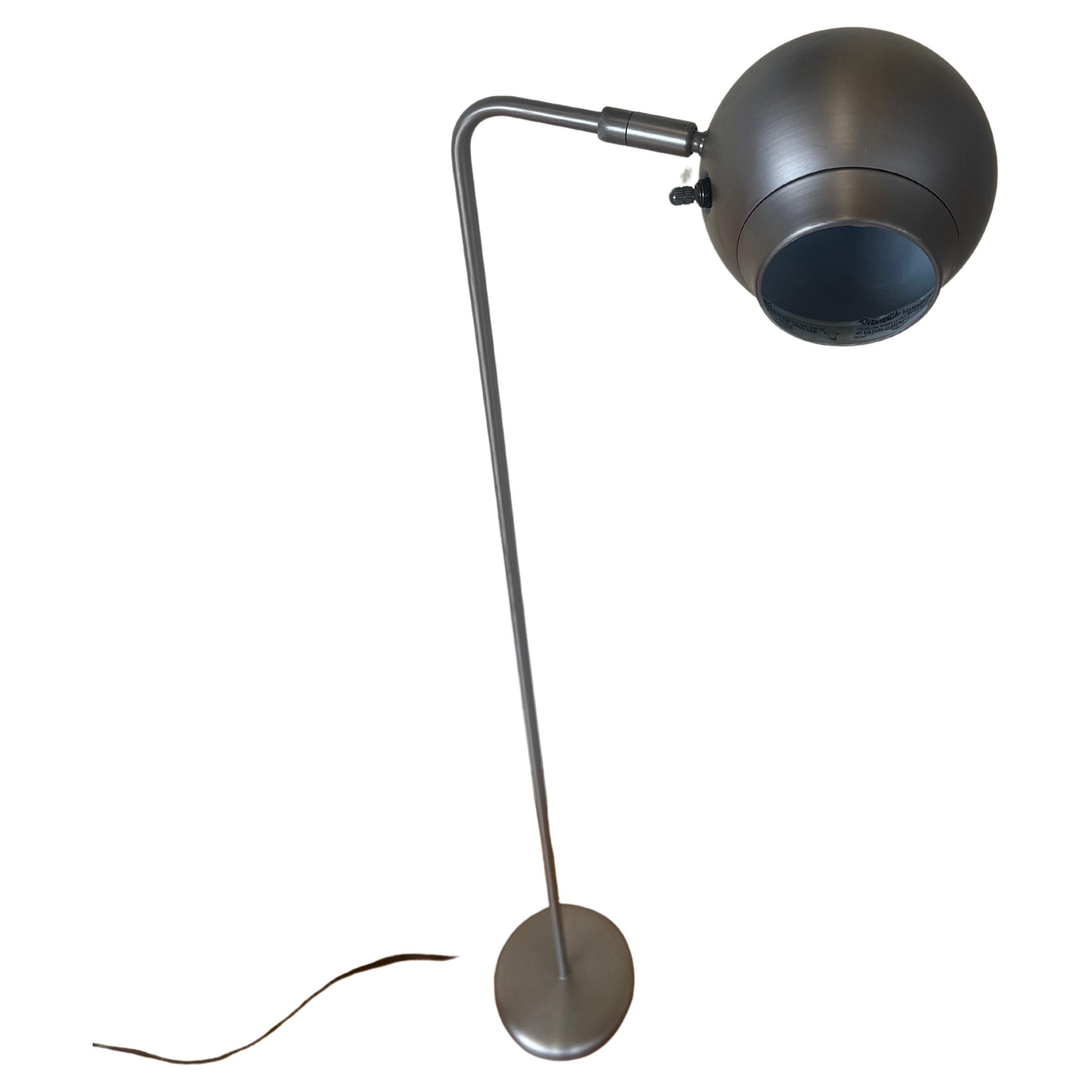 Post-Modern Space Age Eyeball Floor Lamp by Robert Sonneman in Brushed Steel  For Sale