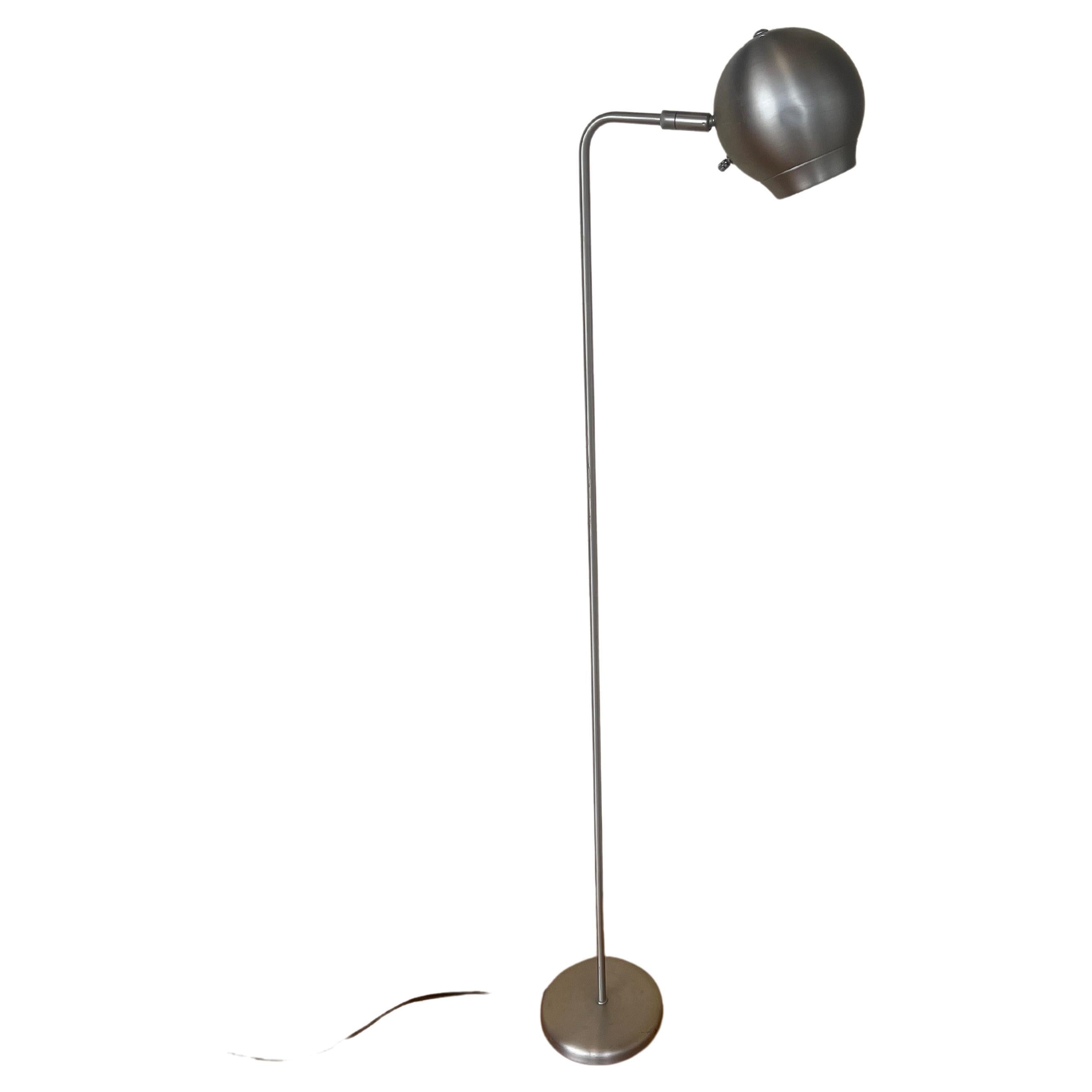 American Space Age Eyeball Floor Lamp by Robert Sonneman in Brushed Steel  For Sale