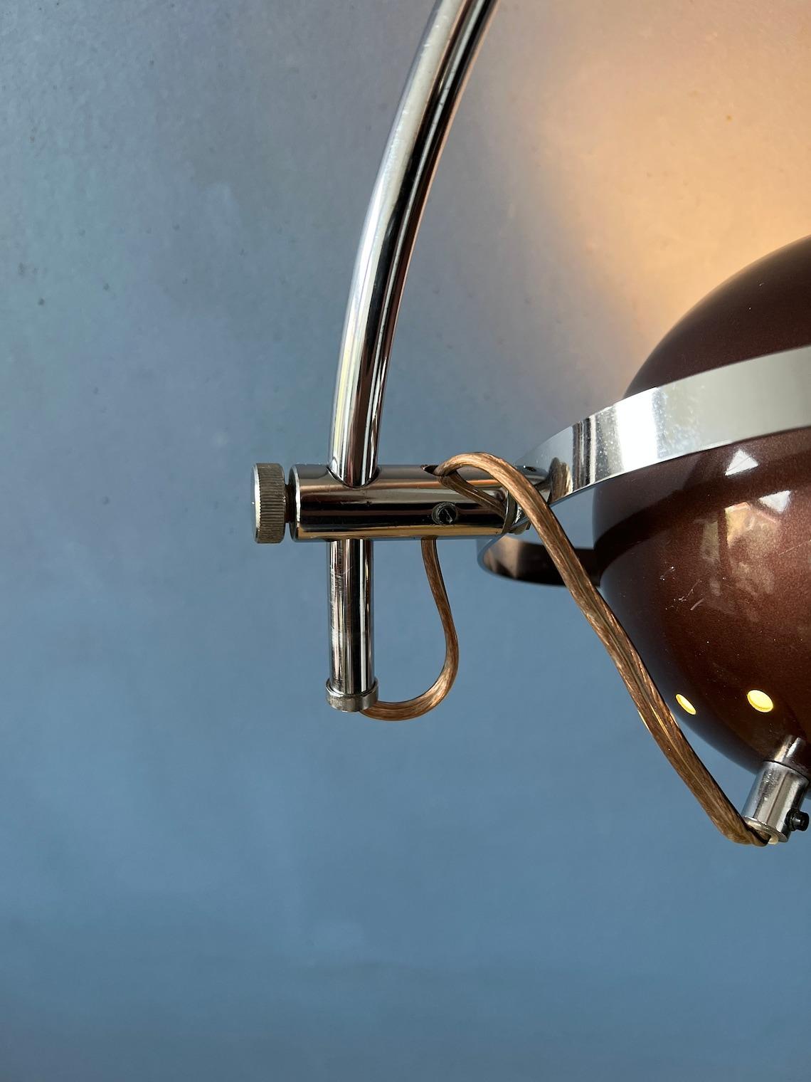 Space Age Eyeball Wall Light Mid Century Lighting Brown Arc Lamp by Herda, 1970s For Sale 2