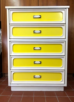 Space Age Atomic Highboy Dresser in Yellow and White or Green and White