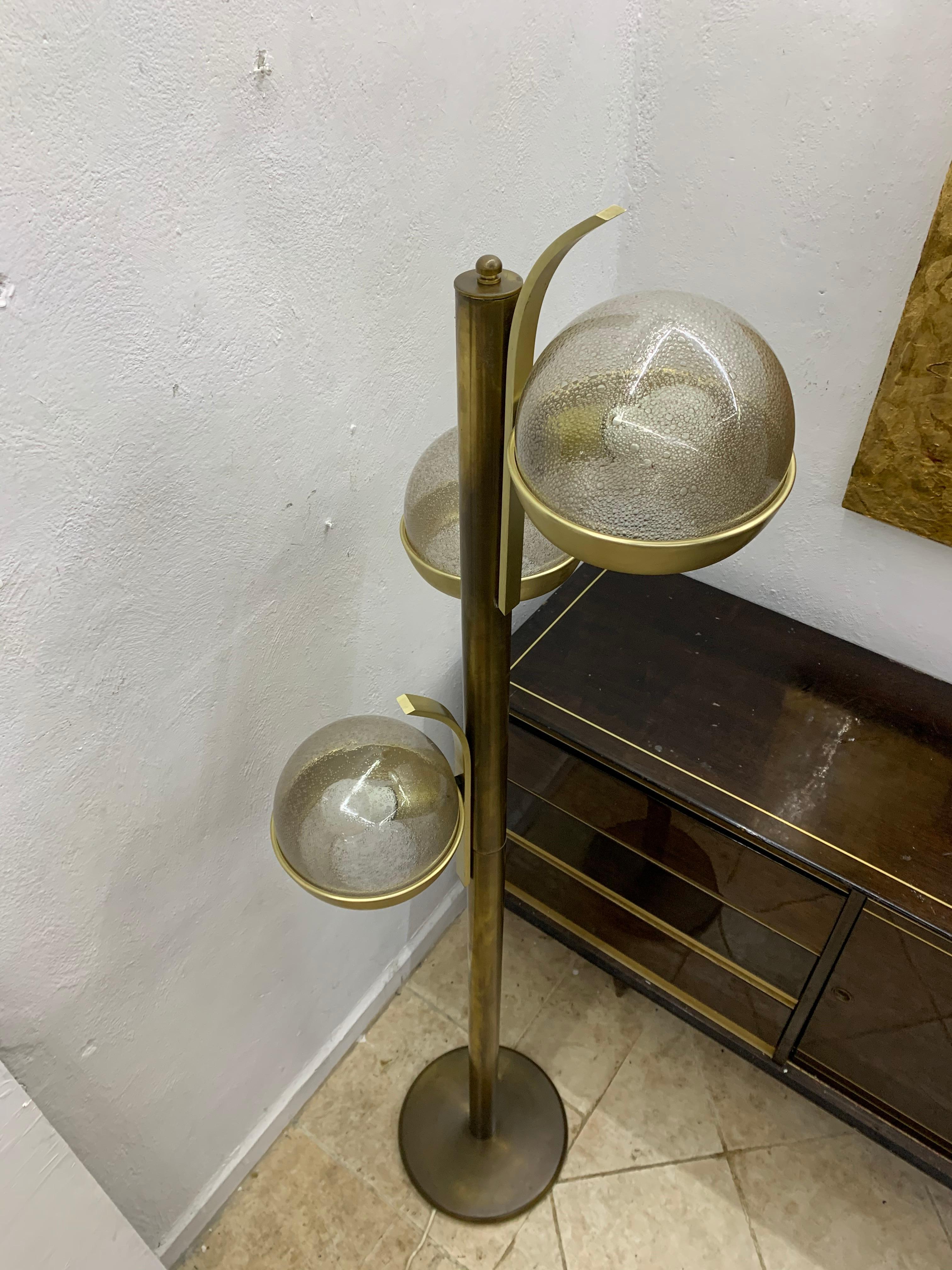 Space Age Floor Lamp by Lumi in Brass and Murano Glass, circa 1960s For Sale 3
