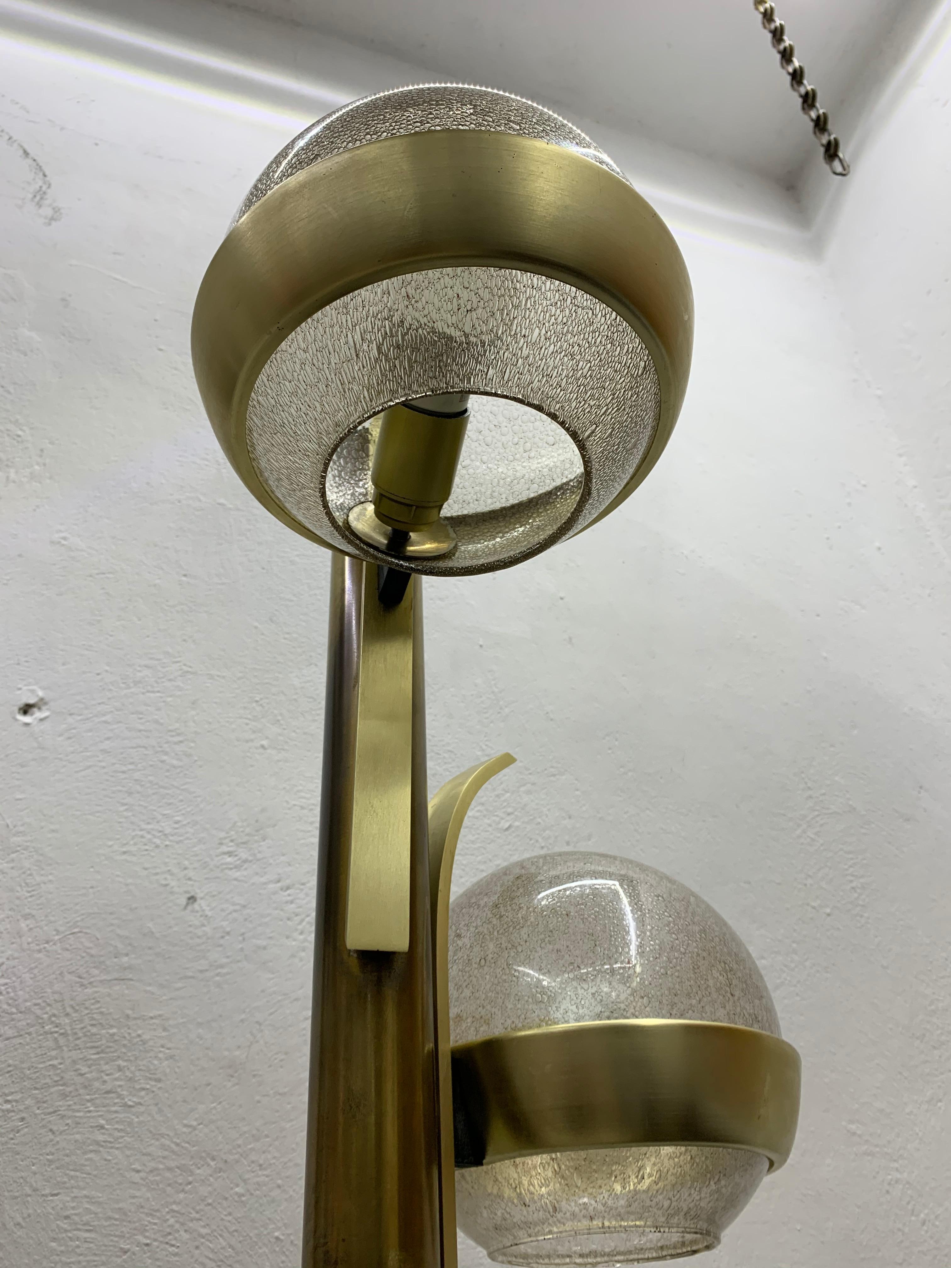 Space Age Floor Lamp by Lumi in Brass and Murano Glass, circa 1960s For Sale 9