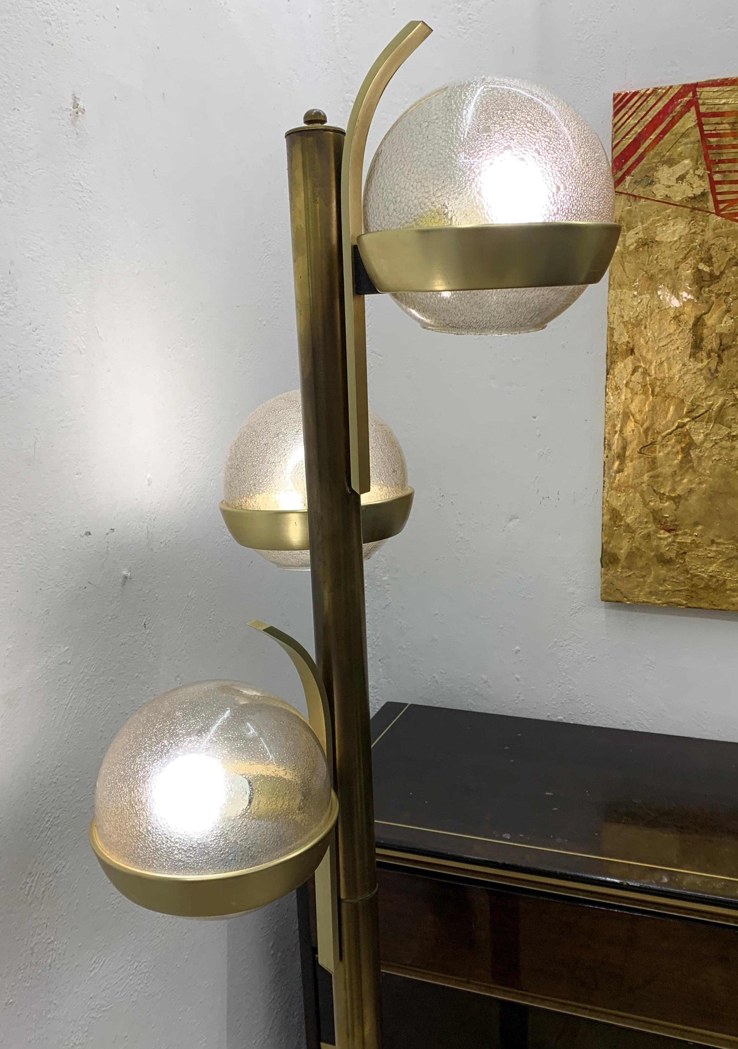 20th Century Space Age Floor Lamp by Lumi in Brass and Murano Glass, circa 1960s For Sale