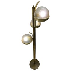 Space Age Floor Lamp by Lumi in Brass and Murano Glass, circa 1960s