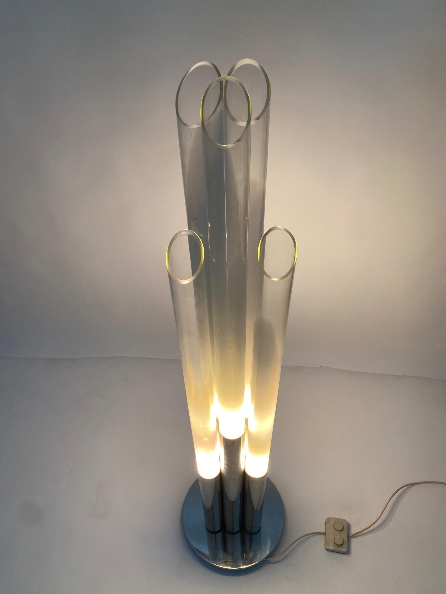 Space Age Floor lamp in metal and glass, Carlo Nason Style, Italy 1970s  For Sale 2
