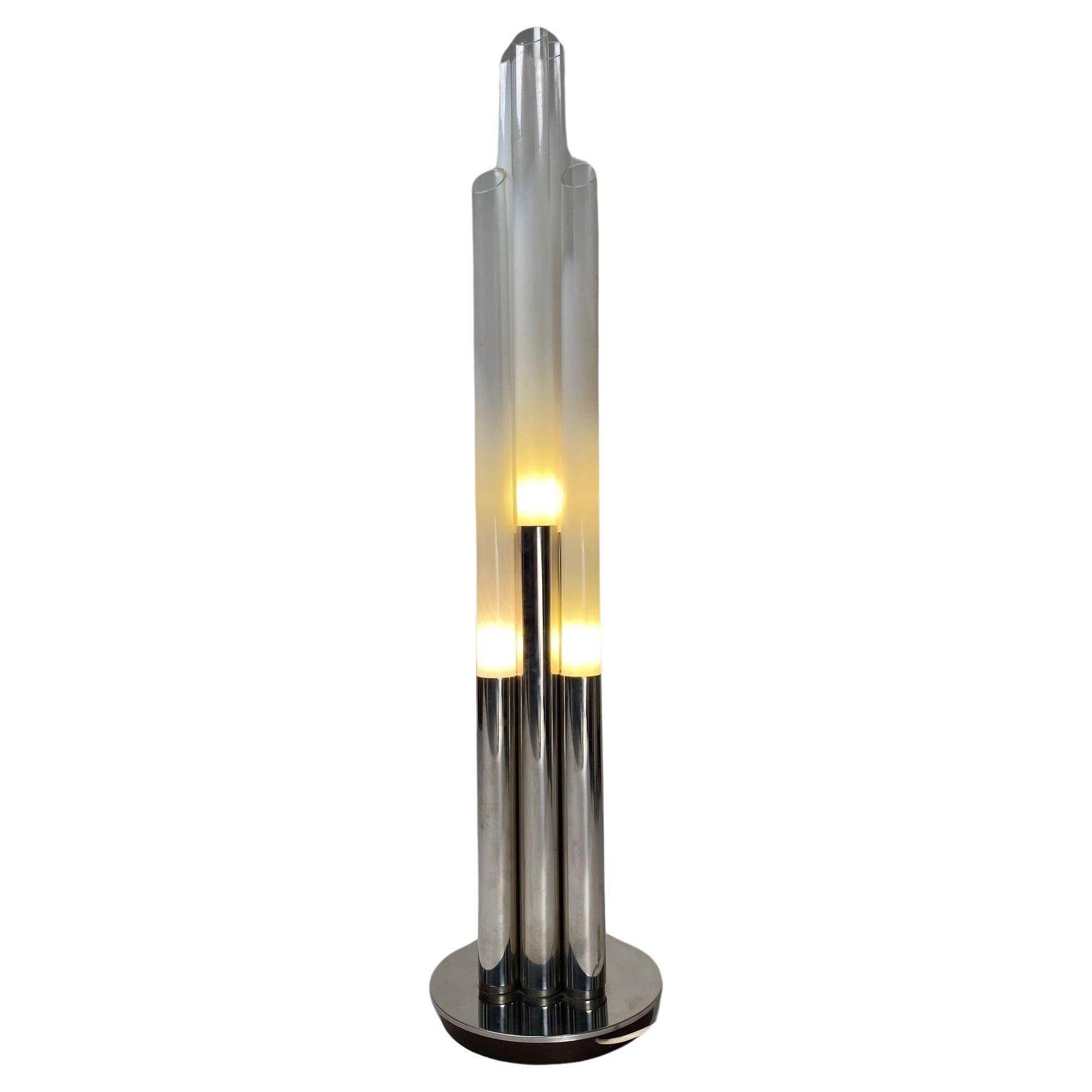 Space Age Floor lamp in metal and glass, Carlo Nason Style, Italy 1970s  For Sale