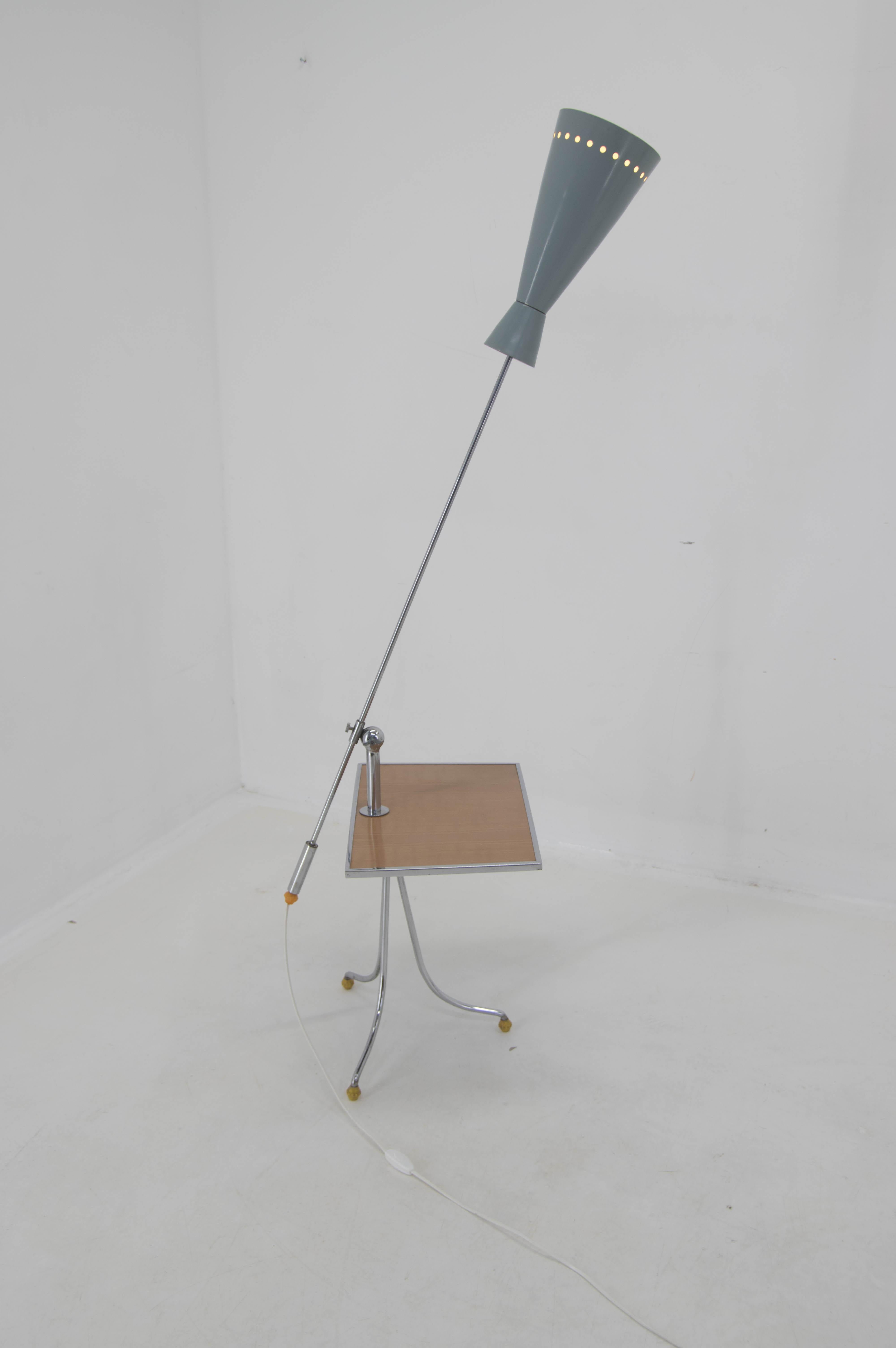 Metal Space Age Floor Lamp in Stilnovo Style, 1960s For Sale