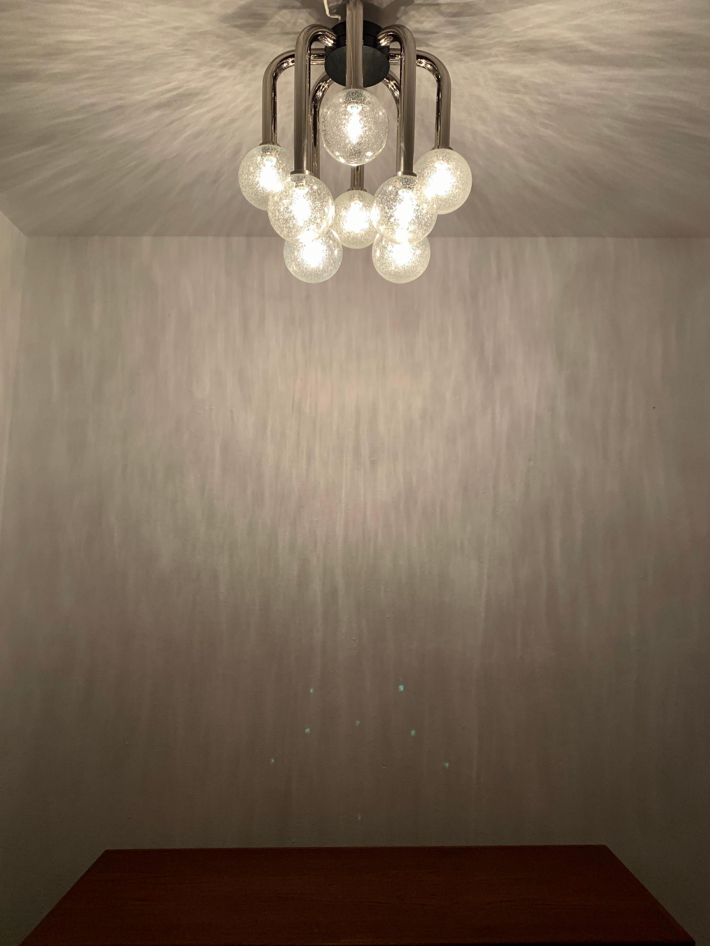 Space Age Flush Chandelier by Temde For Sale 4
