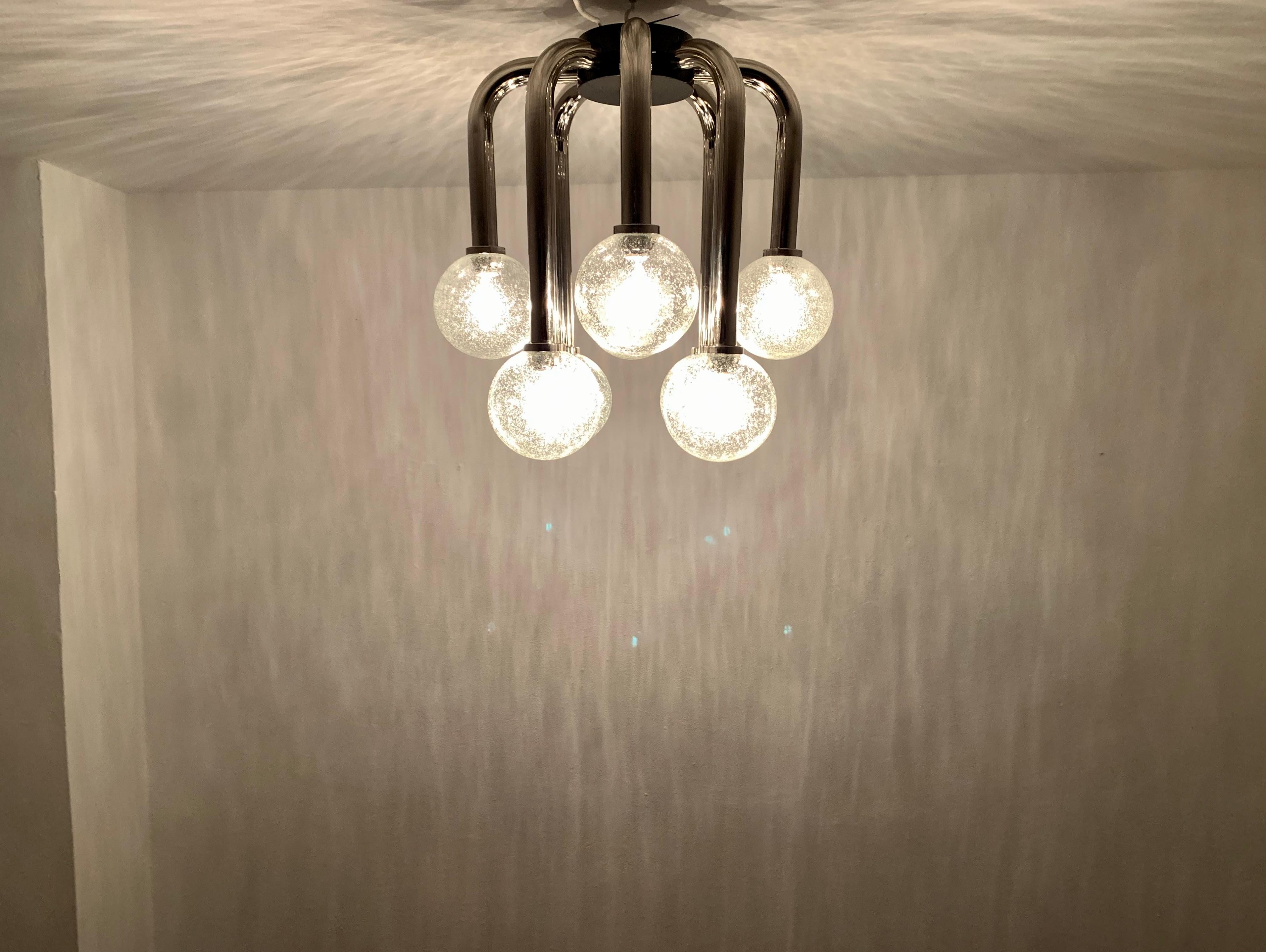 Space Age Flush Chandelier by Temde For Sale 5