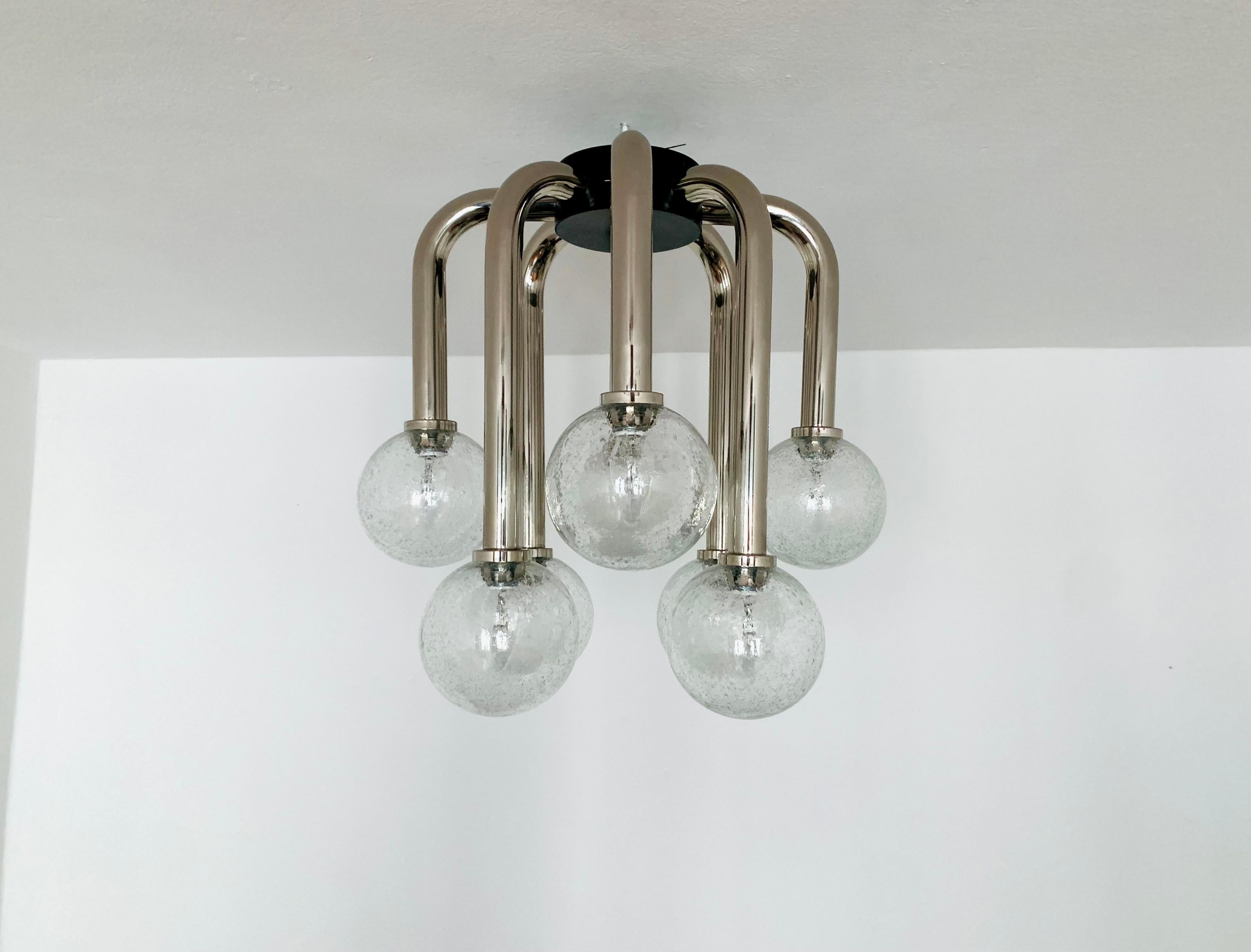 Metal Space Age Flush Chandelier by Temde For Sale