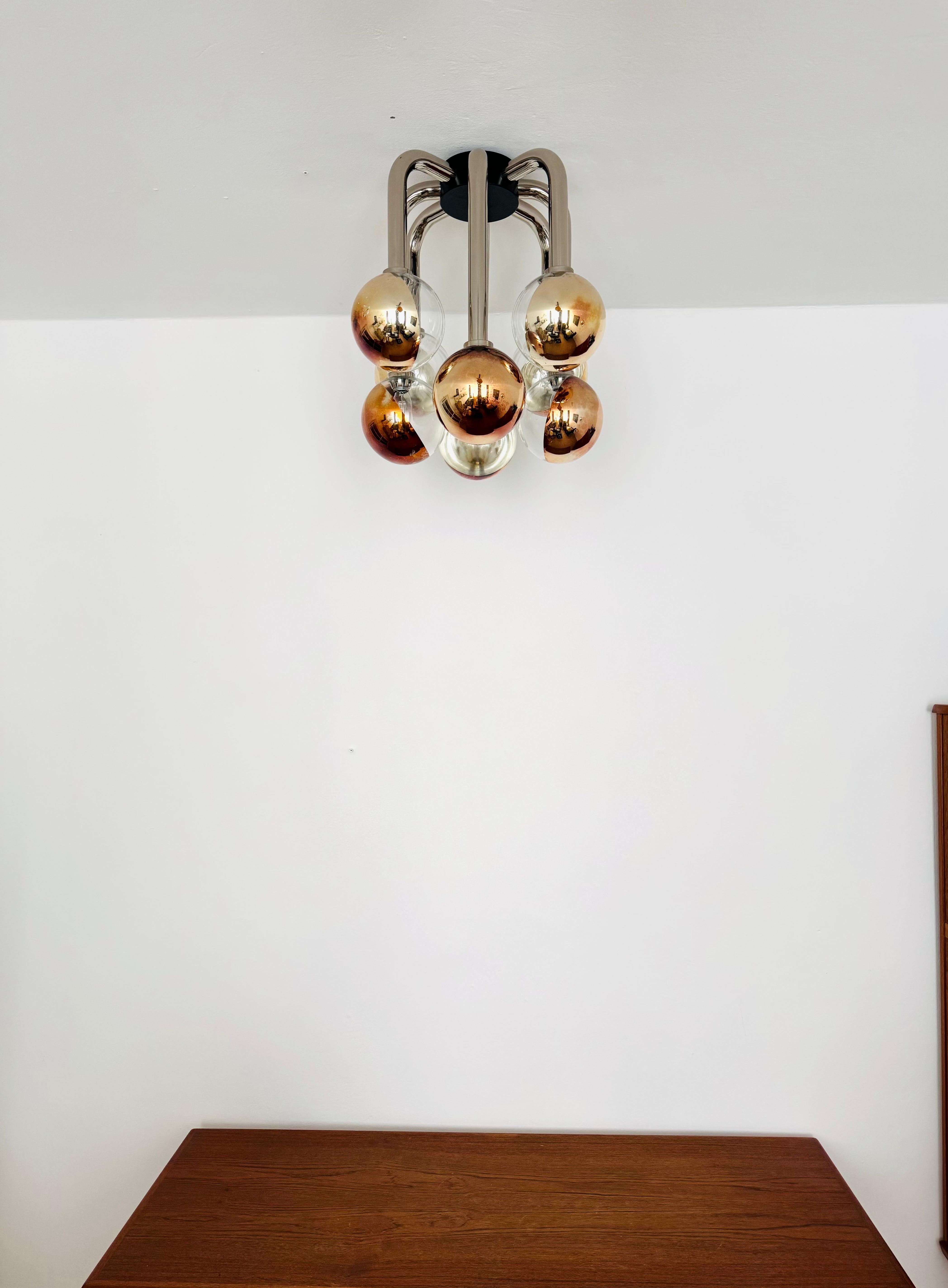 Space Age Flush Chandelier by Temde mediados del siglo XX en venta