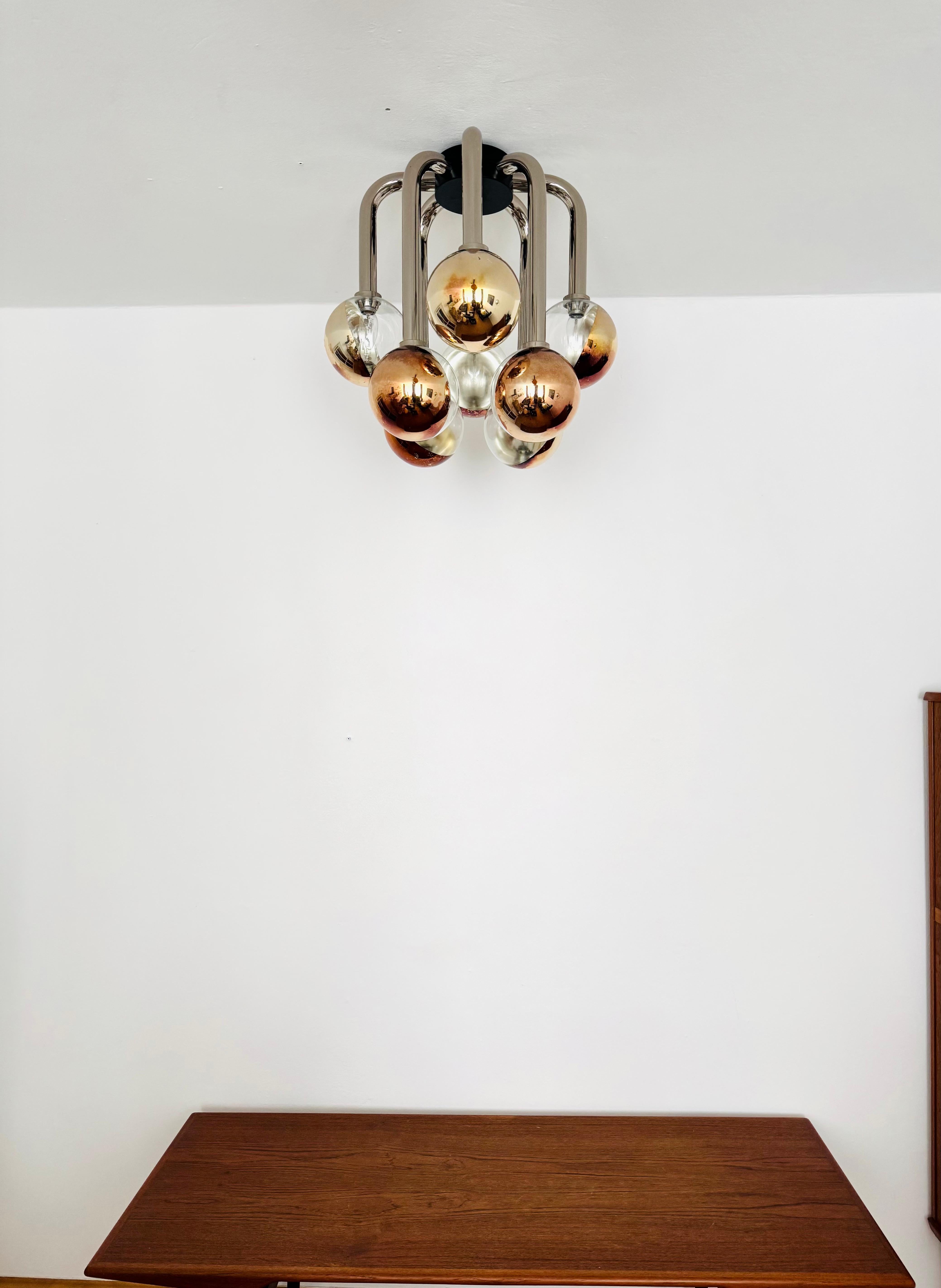 Space Age Flush Chandelier by Temde Metal en venta