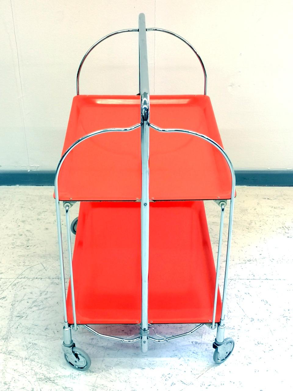 German Space Age Foldable Bar Cart with Chrome-Plated Legs, 1960s