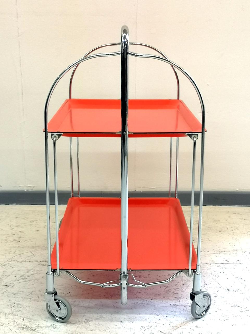 Space Age Foldable Bar Cart with Chrome-Plated Legs, 1960s In Good Condition In Budapest, HU