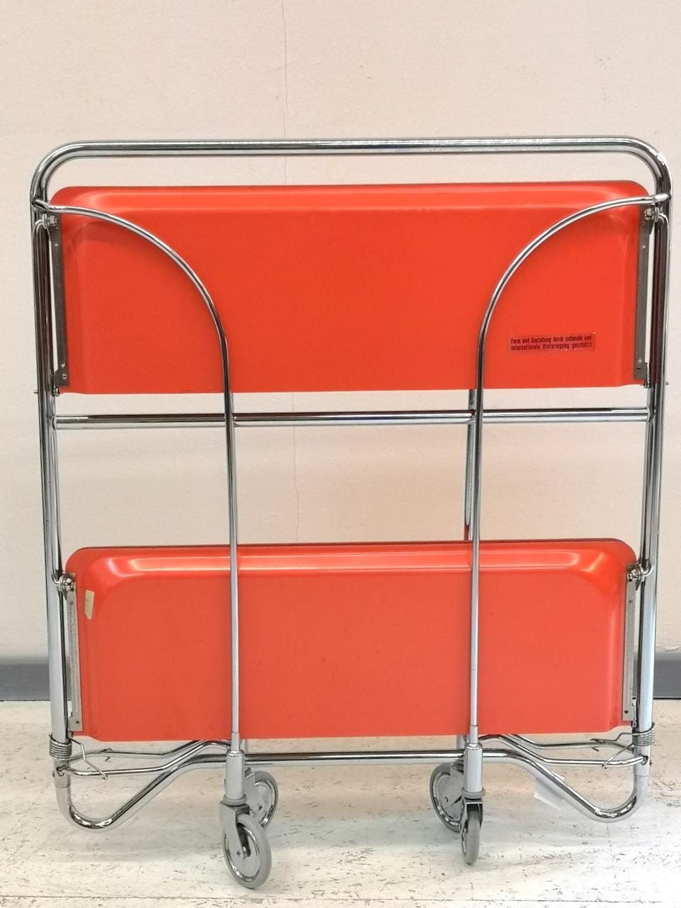 Mid-20th Century Space Age Foldable Bar Cart with Chrome-Plated Legs, 1960s