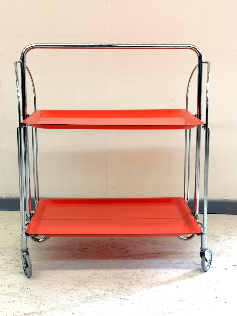 Space Age Foldable Bar Cart with Chrome-Plated Legs, 1960s 1