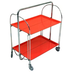 Space Age Foldable Bar Cart with Chrome-Plated Legs, 1960s