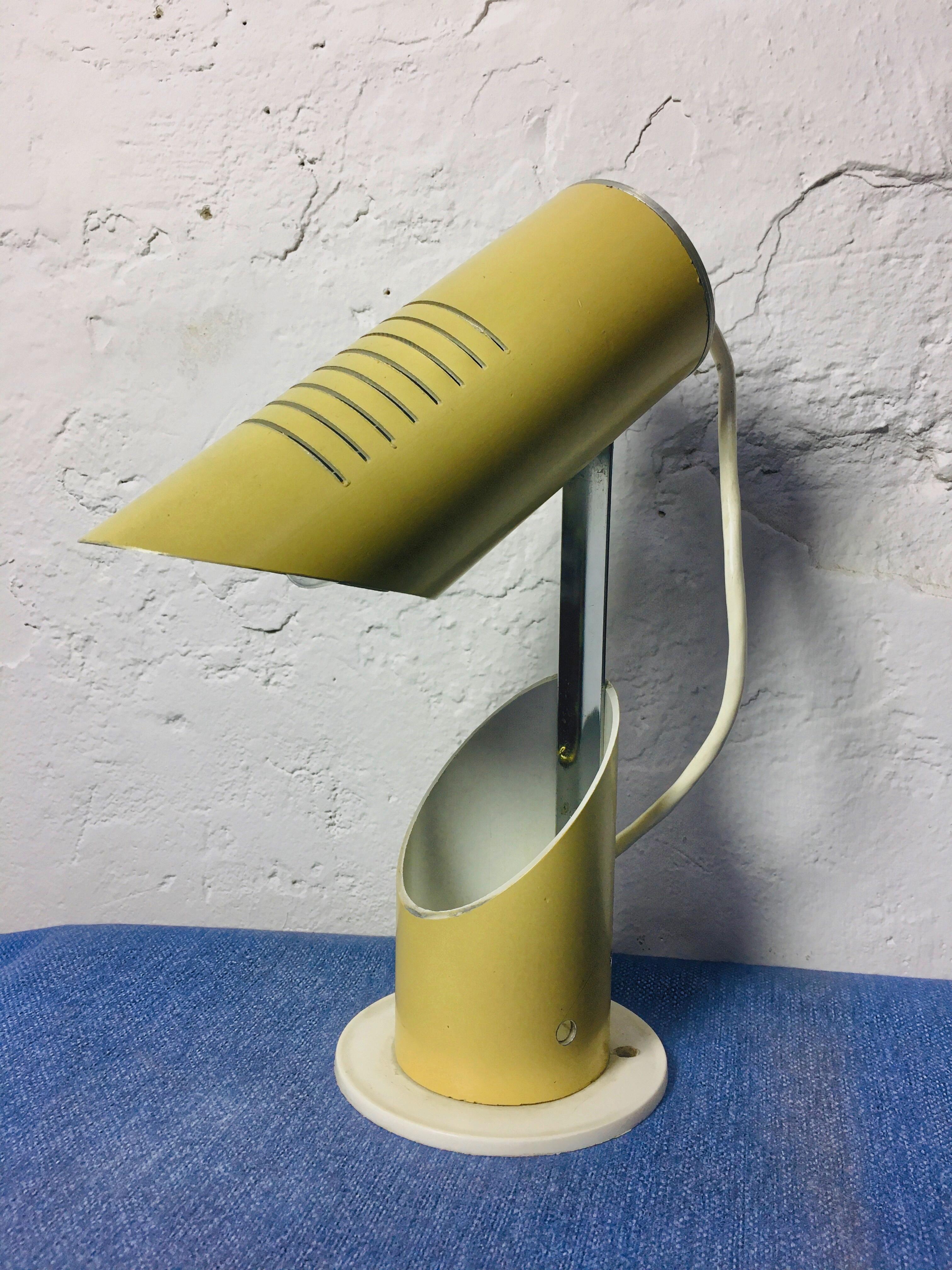 Space Age Minimalist Foldable Cylindrical Yellow Table / Desk Lamp 1960s 5