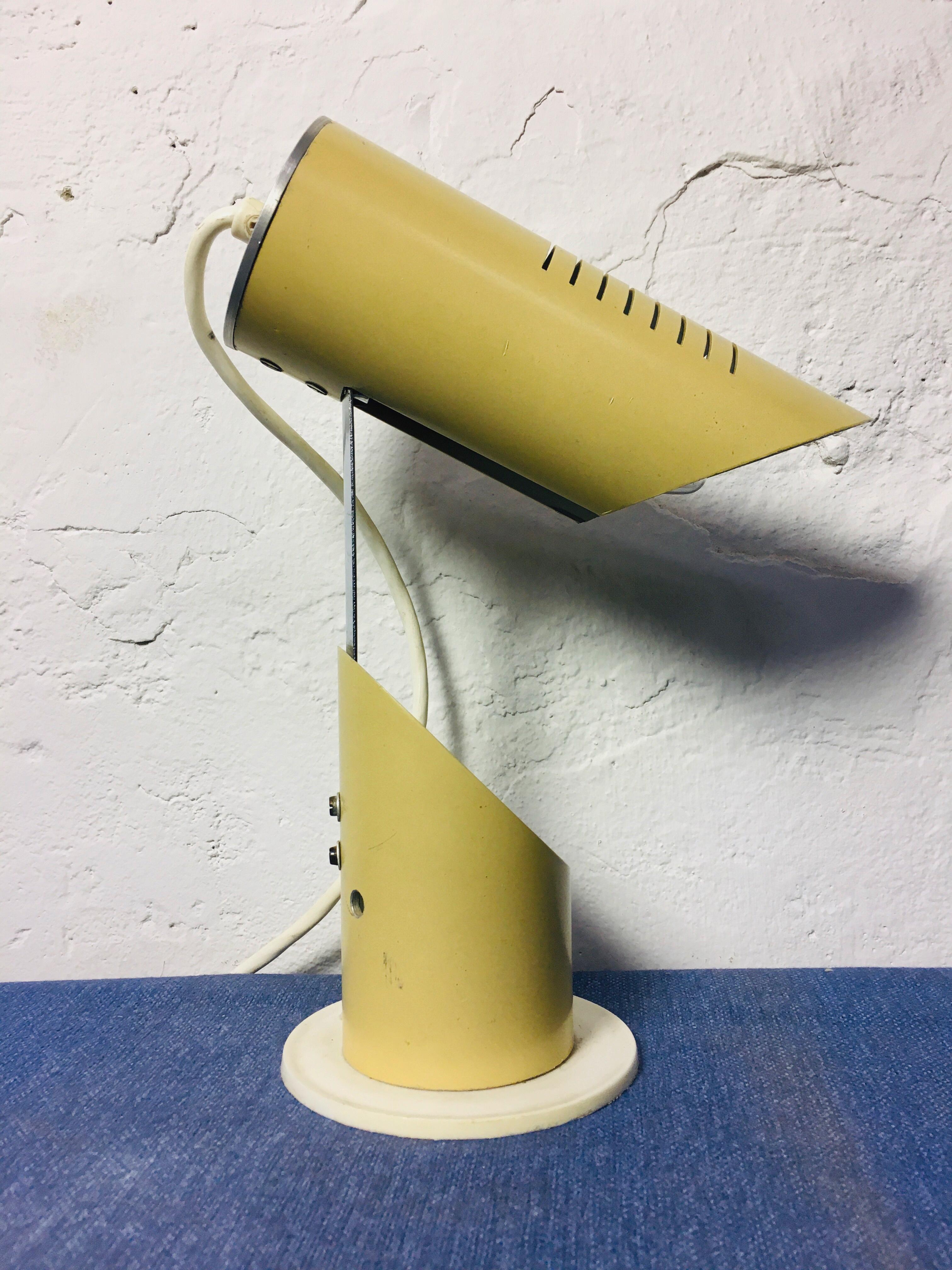 Space Age Minimalist Foldable Cylindrical Yellow Table / Desk Lamp 1960s 6