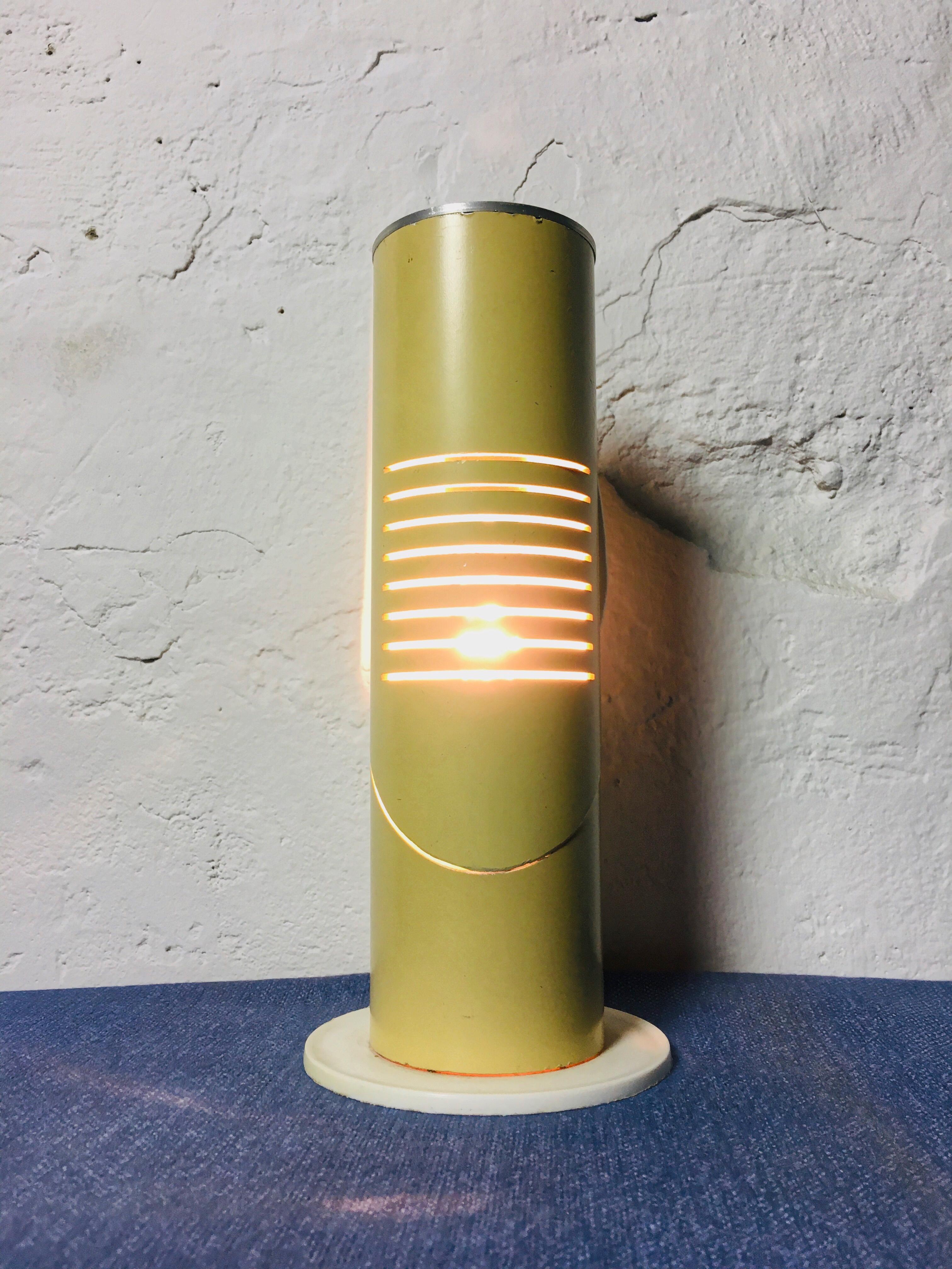 Space Age Minimalist Foldable Cylindrical Yellow Table / Desk Lamp 1960s 3