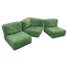 Space Age Freestanding Modular Sofa Green Velvet Wittmann 1970s Austria