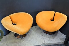 Space Age French Couple of Armchairs Orange and Acier, 60s