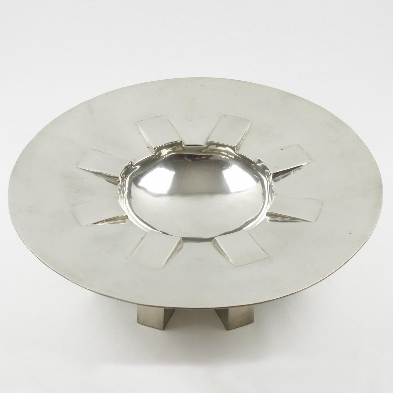 Modern Space Age Futurist Pewter Centerpiece Bowl by For Interieur France